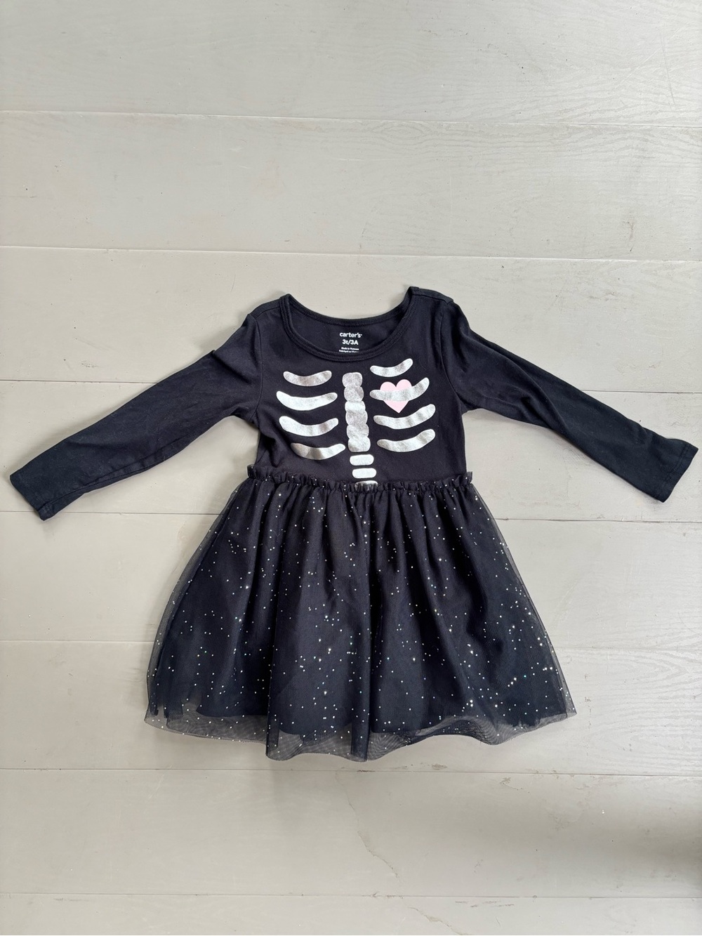 Carter's Black Skeleton Tulle Dress - Girls' Halloween Outfit